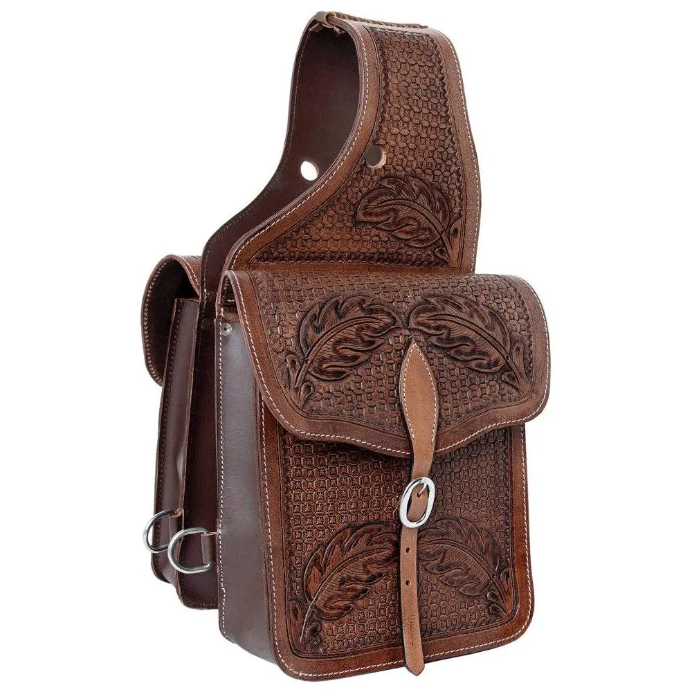 Hilason Floral  Western Horse Leather Saddle Bag Heavyduty Traditional Trail Ride