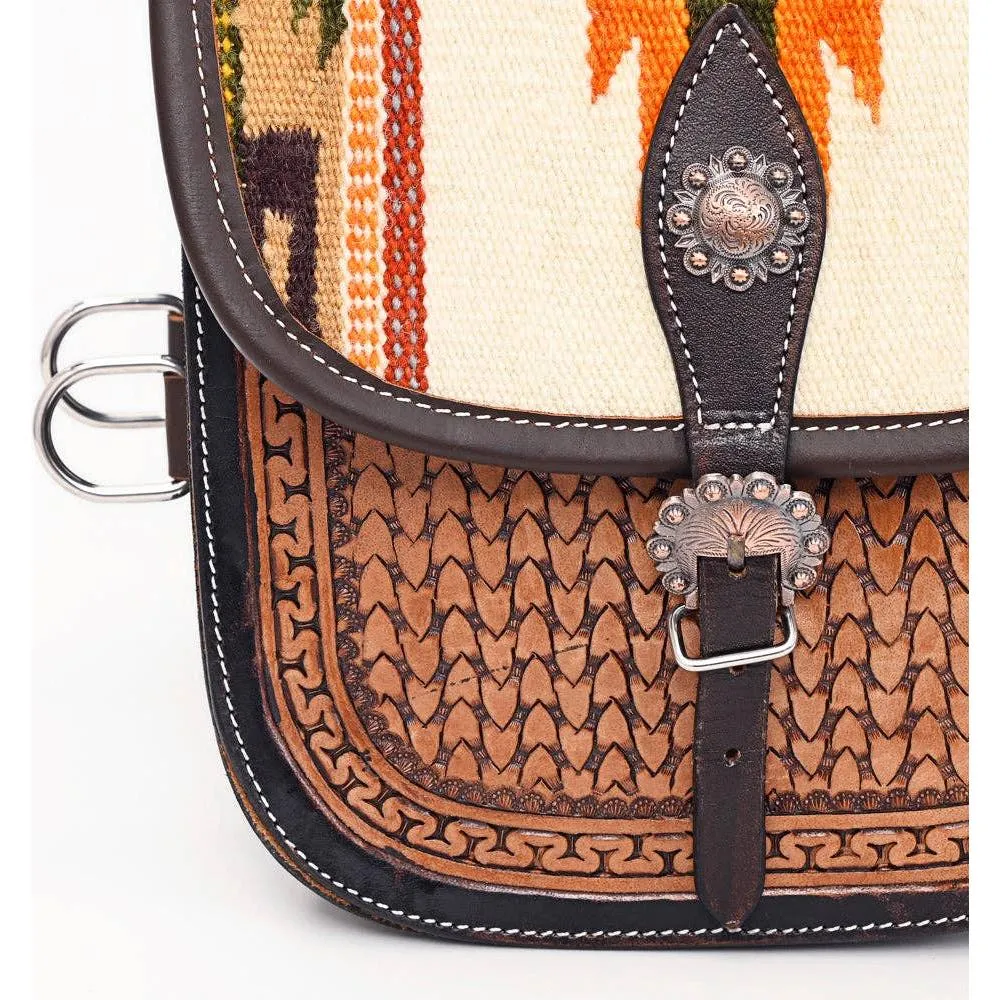 Hilason Floral  Western Horse Leather Saddle Bag Heavyduty Traditional Trail Ride