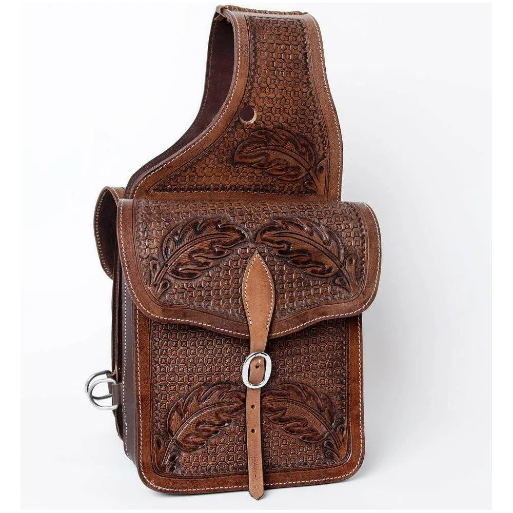 Hilason Floral  Western Horse Leather Saddle Bag Heavyduty Traditional Trail Ride