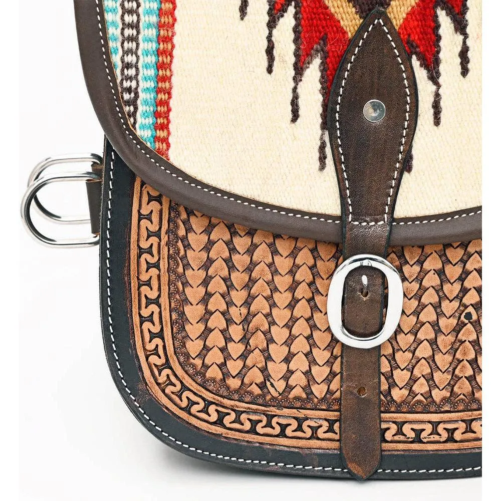 Hilason Floral  Western Horse Leather Saddle Bag Heavyduty Traditional Trail Ride