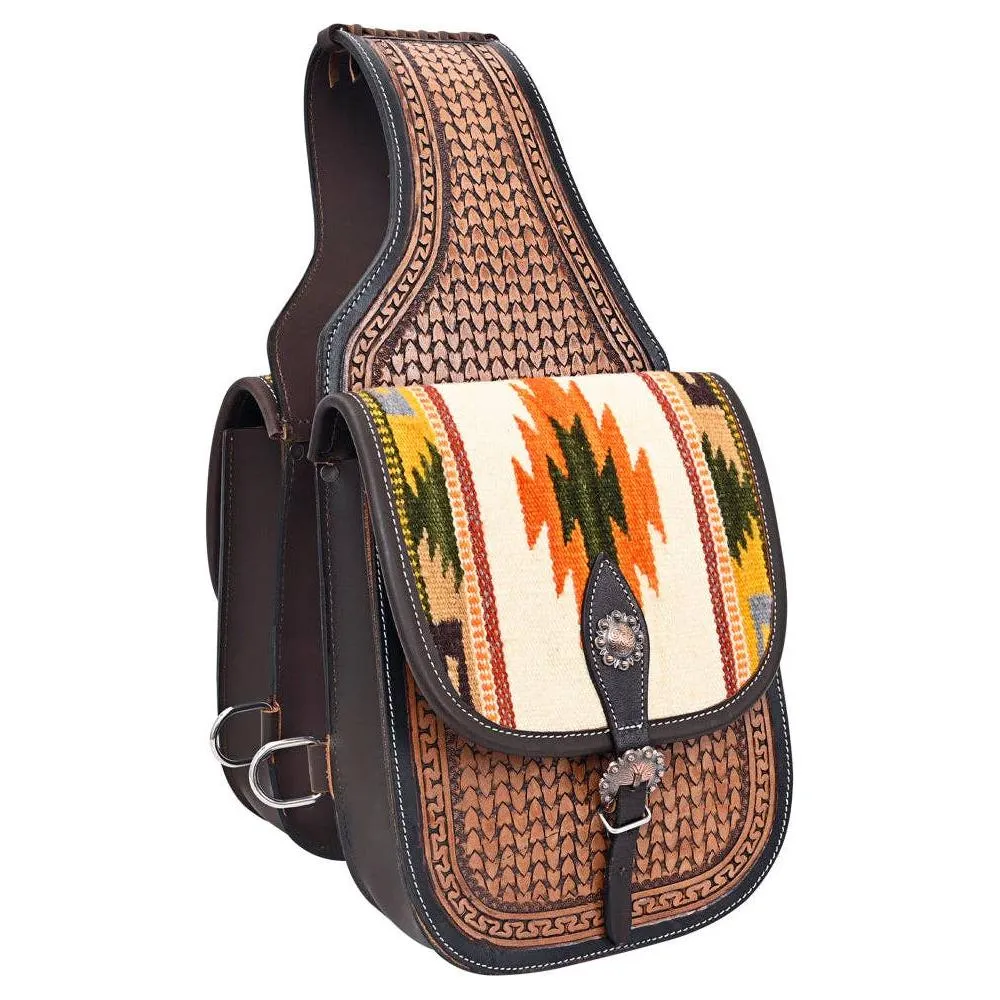 Hilason Floral  Western Horse Leather Saddle Bag Heavyduty Traditional Trail Ride