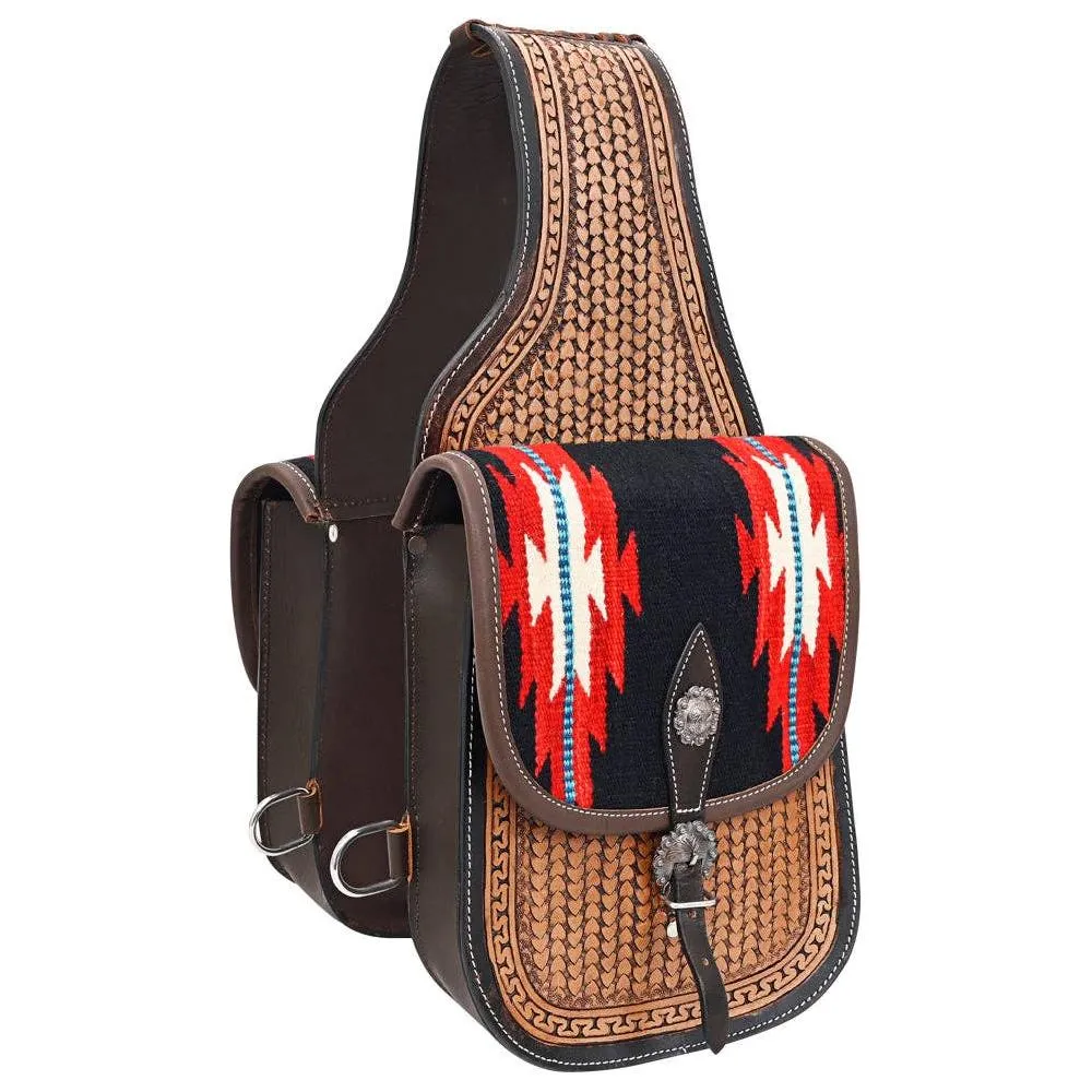 Hilason Floral  Western Horse Leather Saddle Bag Heavyduty Traditional Trail Ride