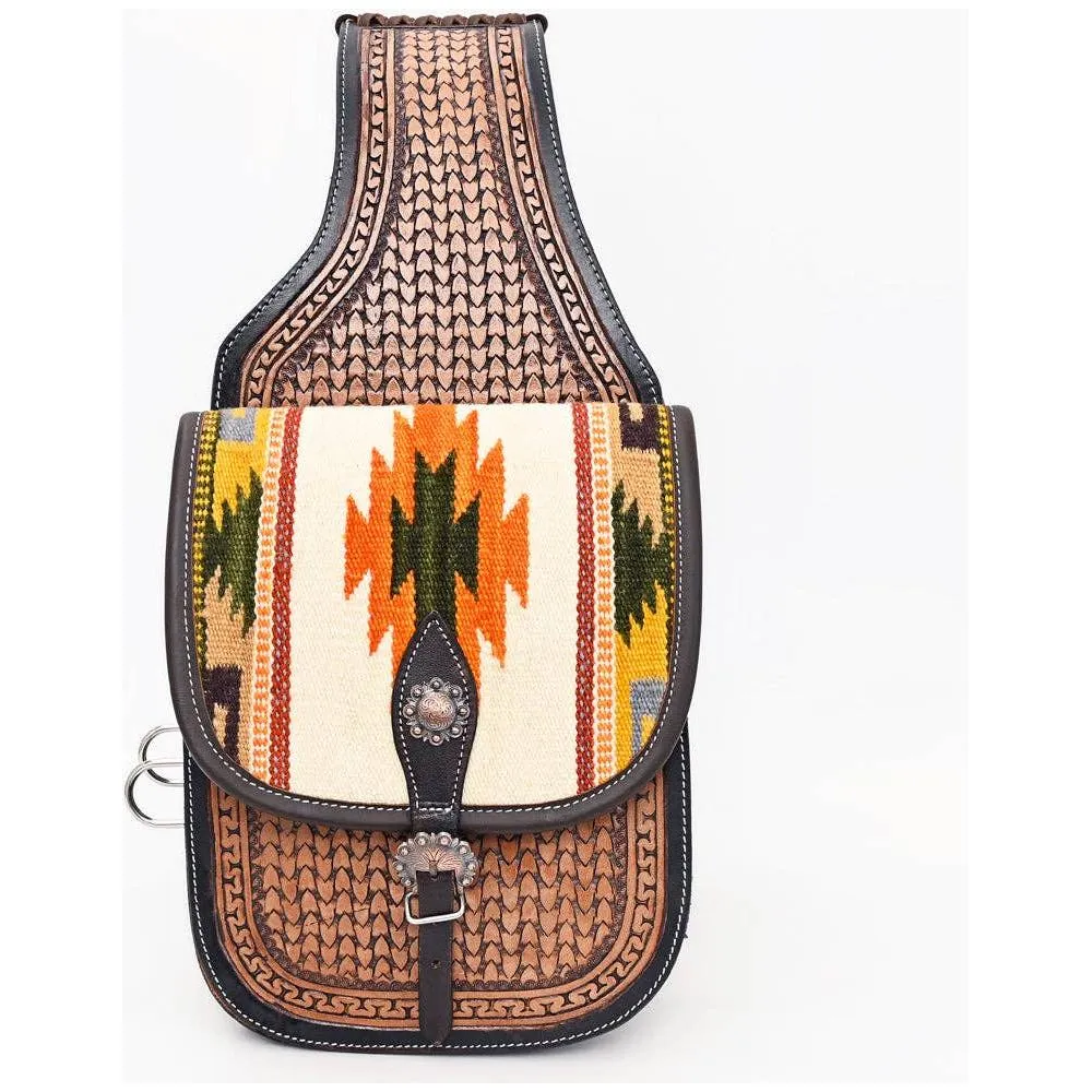 Hilason Floral  Western Horse Leather Saddle Bag Heavyduty Traditional Trail Ride