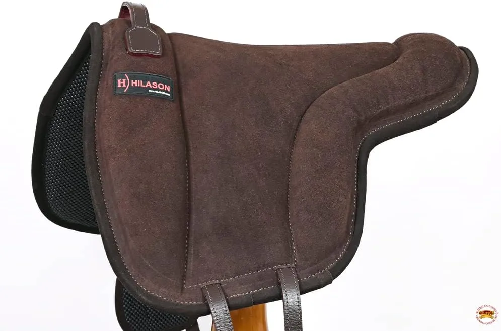 HILASON Horse Bareback Saddle Pad Anti Slip Base Suede Leather Brown