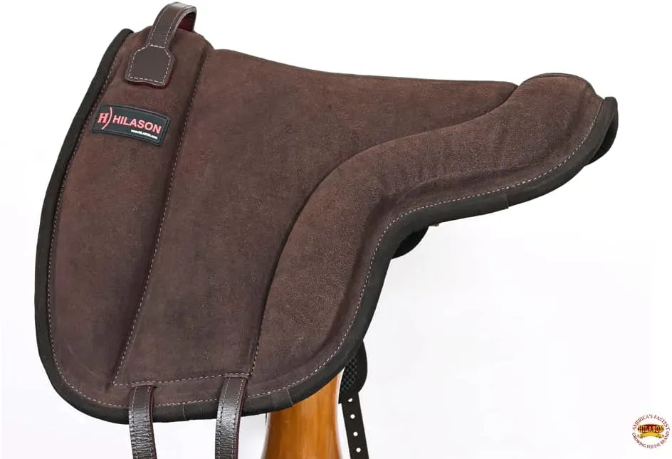 HILASON Horse Bareback Saddle Pad Anti Slip Base Suede Leather Brown