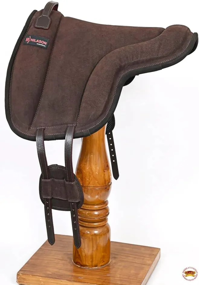 HILASON Horse Bareback Saddle Pad Anti Slip Base Suede Leather Brown