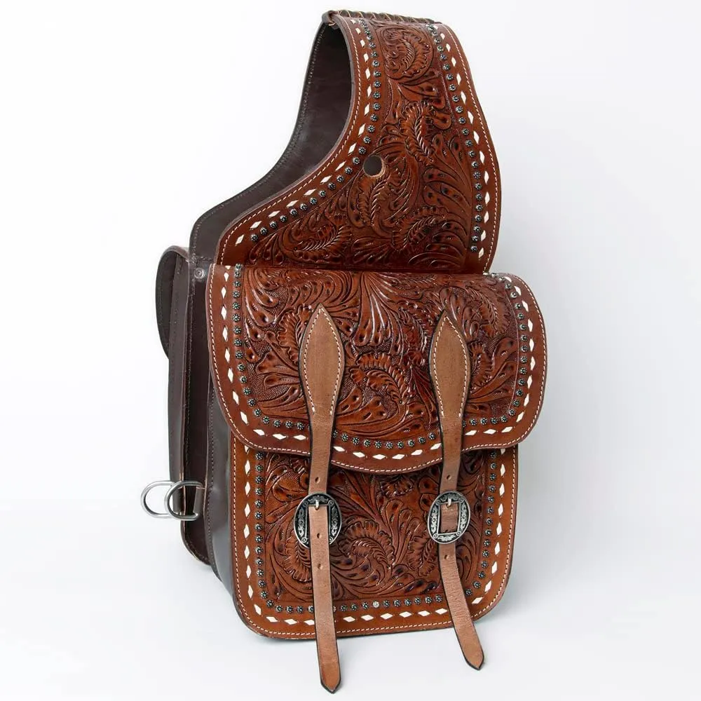 HILASON Soft Leather Horse Saddle Bag Brown | Equestrian Western Leather Saddle Bag | Adjustable Closure Saddle Bag