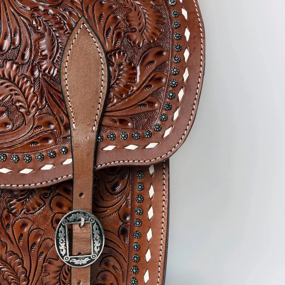 HILASON Soft Leather Horse Saddle Bag Brown | Equestrian Western Leather Saddle Bag | Adjustable Closure Saddle Bag