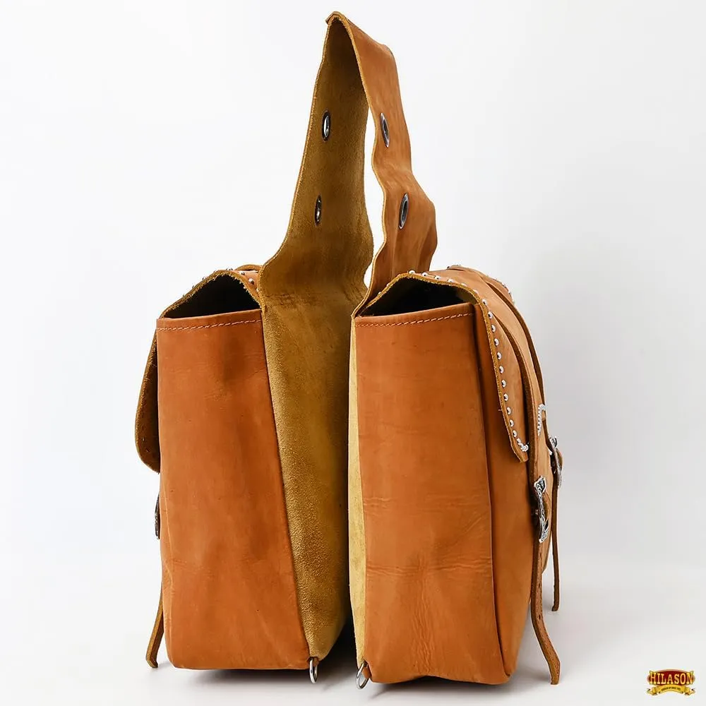 HILASON Soft Leather Horse Saddle Bag Tan | Equestrian Western Leather Saddle Bag | Adjustable Closure Saddle Bag