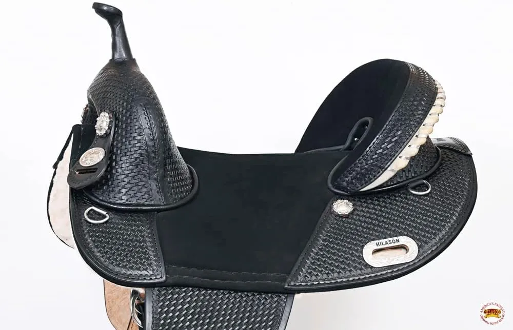 HILASON Western American Leather Trail Barrel Racing Horse Saddle | Horse Saddle | Western Saddle | Treeless Saddle | Saddle for Horses | Horse Leather Saddle