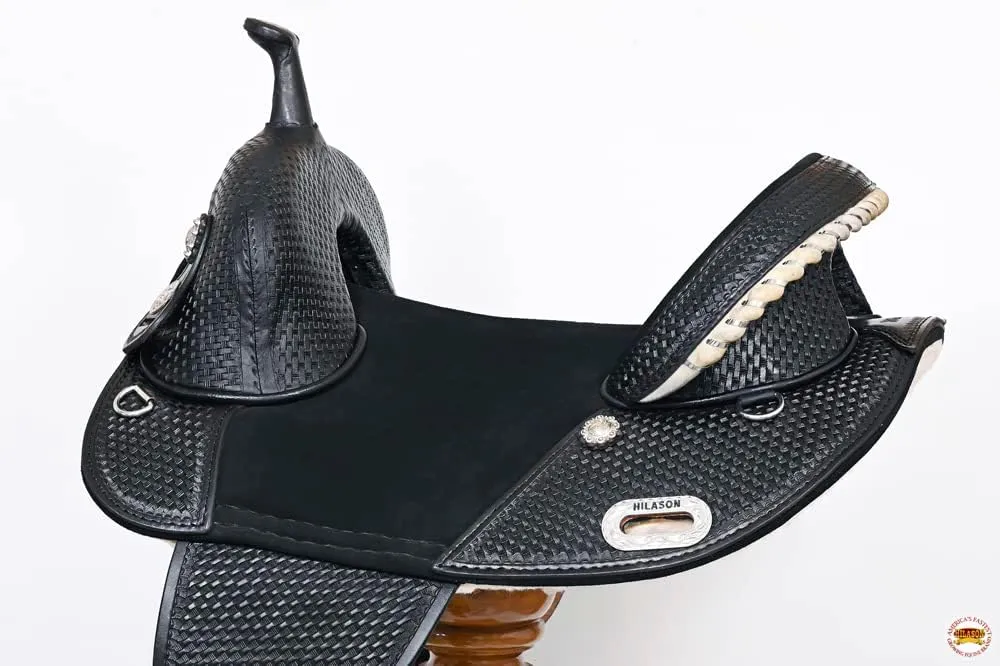 HILASON Western American Leather Trail Barrel Racing Horse Saddle | Horse Saddle | Western Saddle | Treeless Saddle | Saddle for Horses | Horse Leather Saddle