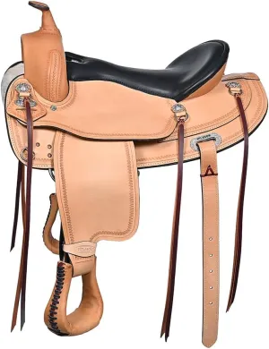 HILASON Western Draft Horse Wide Gullet Trail American Leather Saddle | Horse Saddle | Western Saddle | Draft Horse Saddle | Saddle for Horses | Horse Leather Saddle