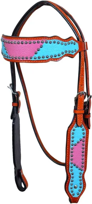 HILASON Western Headstall Horse Tack Bridle American Leather Pink