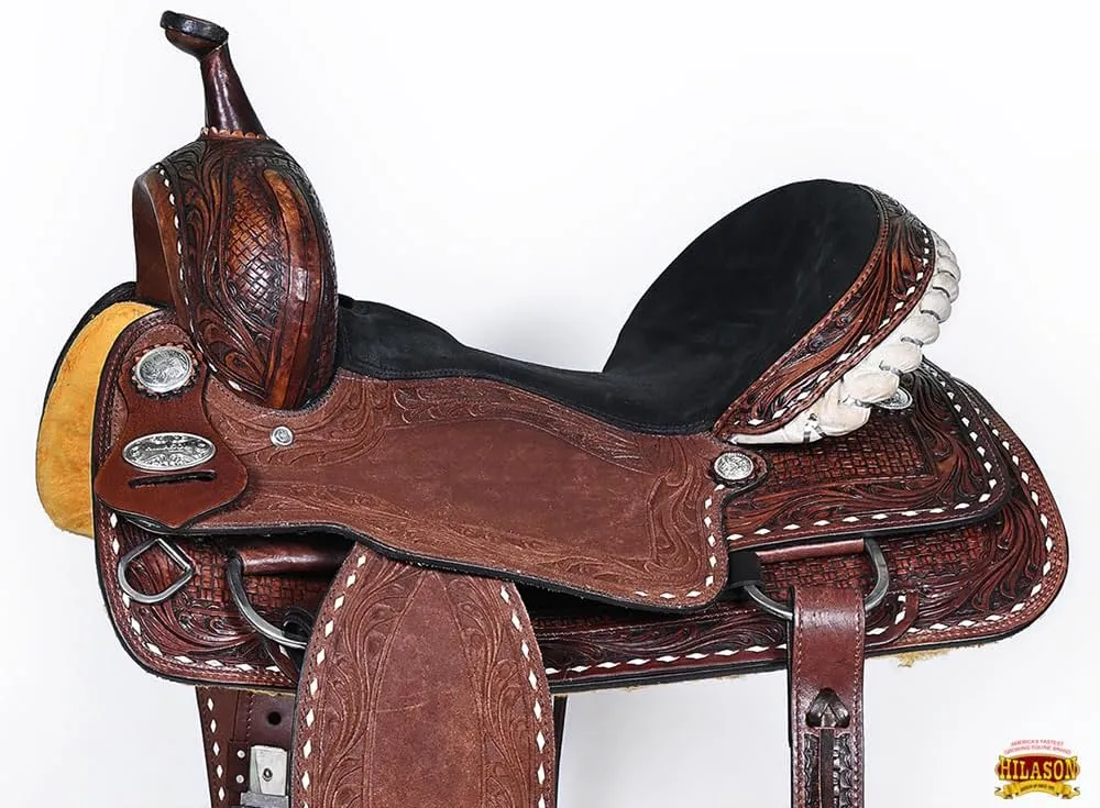 HILASON Western Horse Barrel Racing Saddle Trail American Leather | Western Saddle | Saddle for Horses | Barrel Racing Saddle