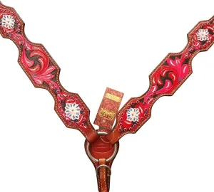 HILASON Western Horse Breast Collar American Leather Mahogany | Breast Collar | Western Breast Collar | Leather Breast Collar | Breast Collar for Horses