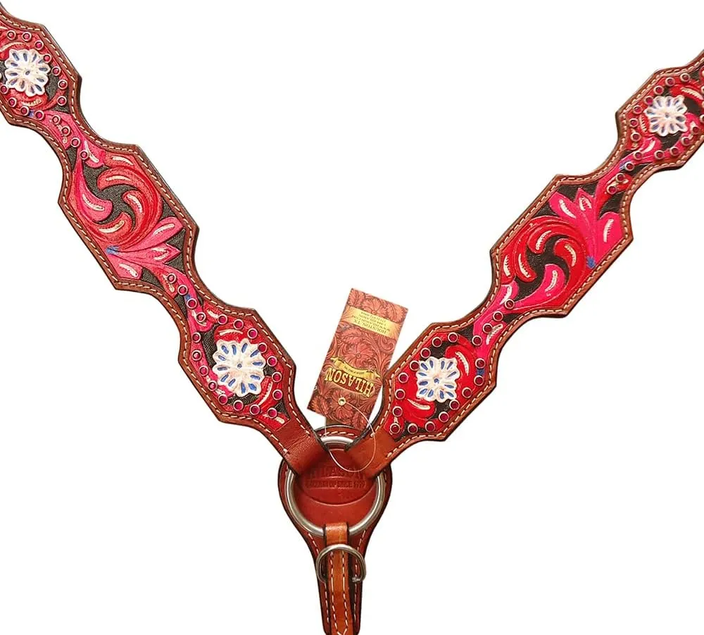 HILASON Western Horse Breast Collar American Leather Mahogany | Breast Collar | Western Breast Collar | Leather Breast Collar | Breast Collar for Horses
