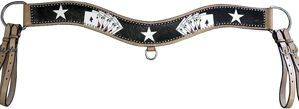 HILASON Western Horse Breast Collar American Leather Playing Card Painted