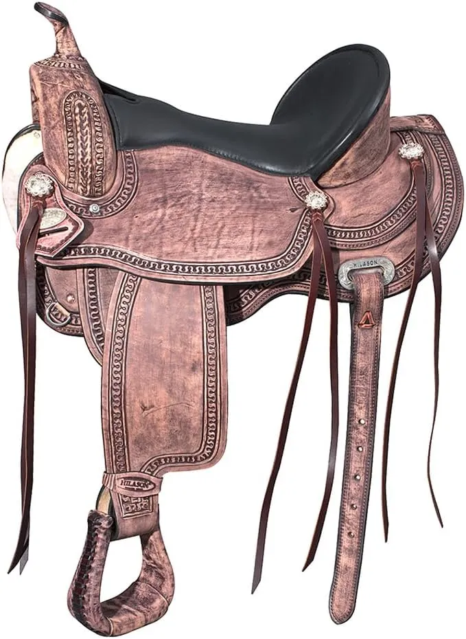 HILASON Western Horse Saddle American Leather Flex Tree Trail & Pleasure Rough Out | American Saddle Horse | Leather Saddle | Western Saddle | Saddle for Horses | Horse Saddle Western