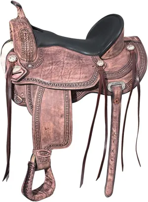 HILASON Western Horse Saddle American Leather Flex Tree Trail & Pleasure Rough Out | American Saddle Horse | Leather Saddle | Western Saddle | Saddle for Horses | Horse Saddle Western
