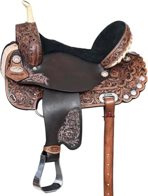 HILASON Western Horse Saddle American Leather Treeless Trail Barrel | Horse Saddle | Western Saddle | Leather Saddle | Treeless Saddle | Barrel Saddle | Saddle for Horses