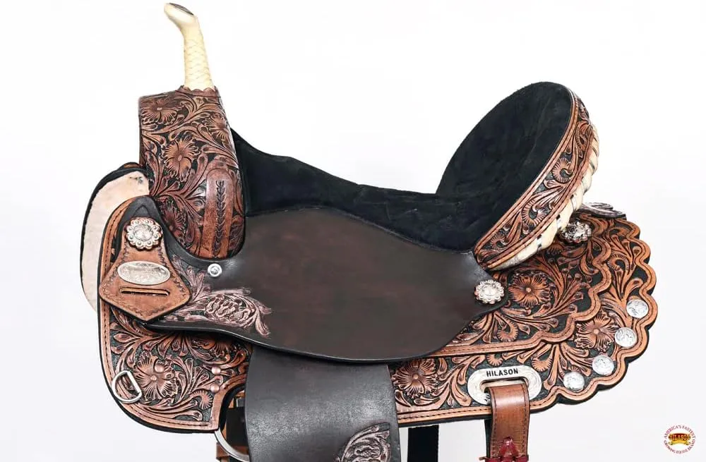 HILASON Western Horse Saddle American Leather Treeless Trail Barrel | Horse Saddle | Western Saddle | Leather Saddle | Treeless Saddle | Barrel Saddle | Saddle for Horses