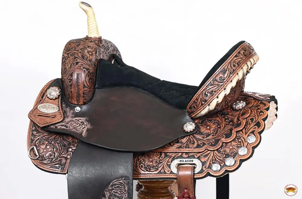 HILASON Western Horse Saddle American Leather Treeless Trail Barrel | Horse Saddle | Western Saddle | Leather Saddle | Treeless Saddle | Barrel Saddle | Saddle for Horses