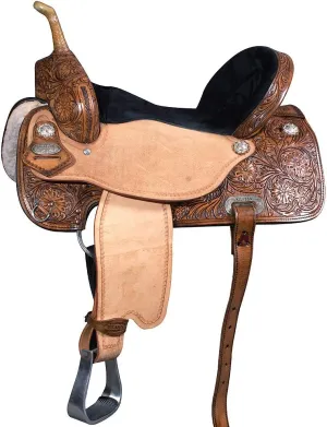 HILASON Western Horse Saddle in American Leather Flex Tree Barrel Trail | American Saddle Horse | Leather Saddle | Western Saddle | Saddle for Horses | Horse Saddle Western