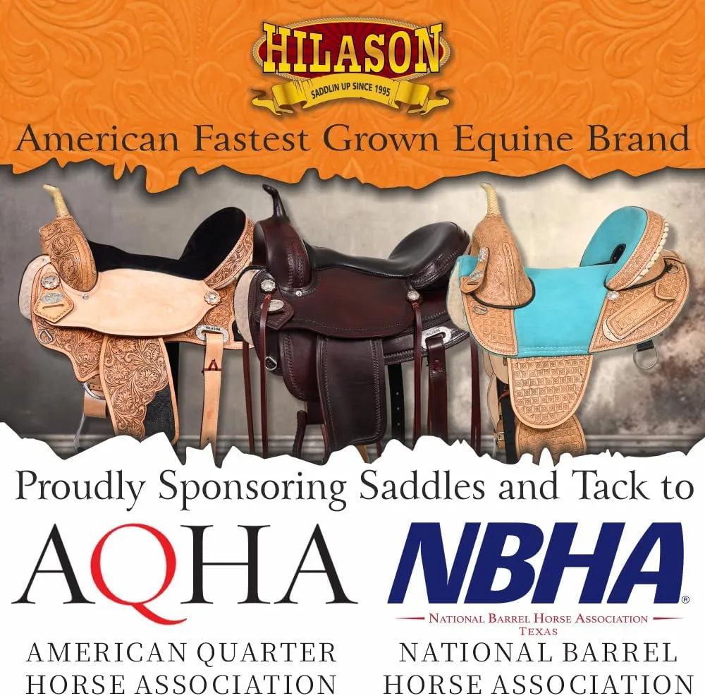 HILASON Western Horse Saddle in American Leather Flex Tree Barrel Trail | American Saddle Horse | Leather Saddle | Western Saddle | Saddle for Horses | Horse Saddle Western