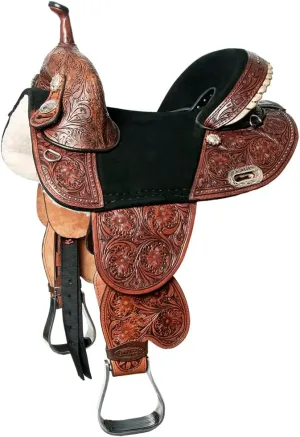 HILASON Western Horse Treeless Trail Barrel American Leather Saddle | Horse Saddle | Western Saddle | Treeless Saddle | Saddle for Horses | Horse Leather Saddle