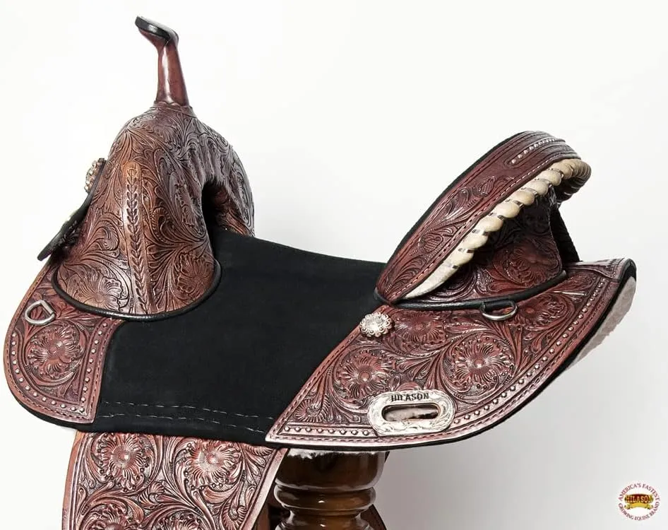 HILASON Western Horse Treeless Trail Barrel American Leather Saddle | Horse Saddle | Western Saddle | Treeless Saddle | Saddle for Horses | Horse Leather Saddle