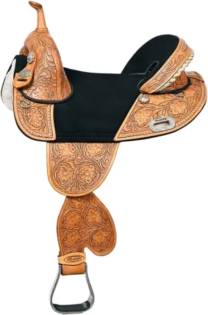 HILASON Western Horse Treeless Trail Barrel American Leather Saddle | Horse Saddle | Western Saddle | Treeless Saddle | Saddle for Horses | Horse Leather Saddle