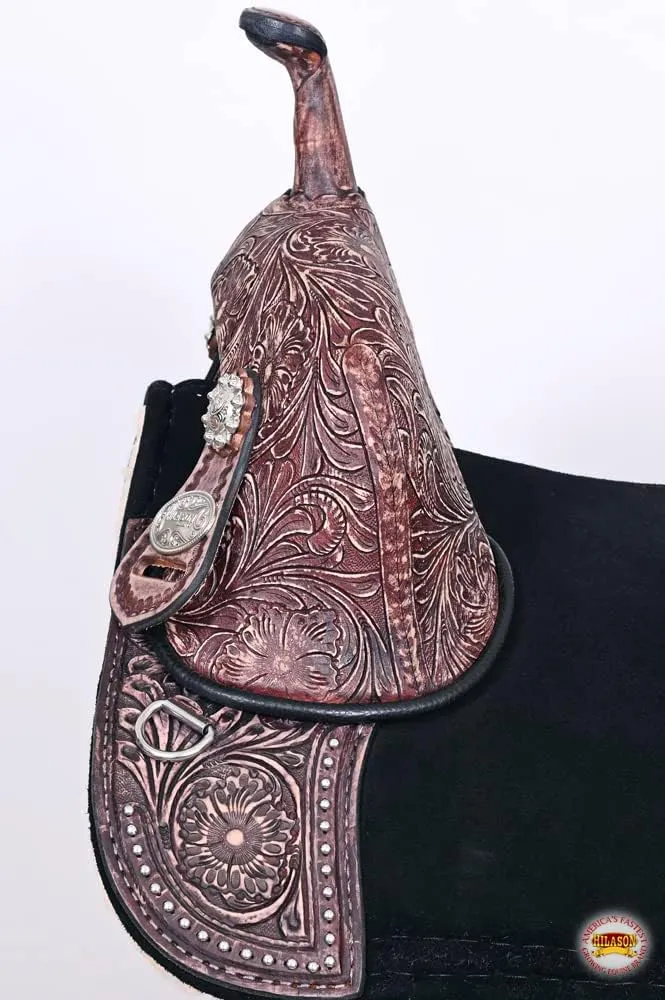 HILASON Western Horse Treeless Trail Barrel Saddle American Leather | Horse Saddle | Western Saddle | Treeless Saddle | Saddle for Horses | Horse Leather Saddle