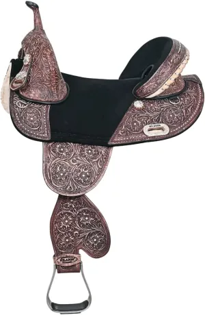 HILASON Western Horse Treeless Trail Barrel Saddle American Leather | Horse Saddle | Western Saddle | Treeless Saddle | Saddle for Horses | Horse Leather Saddle