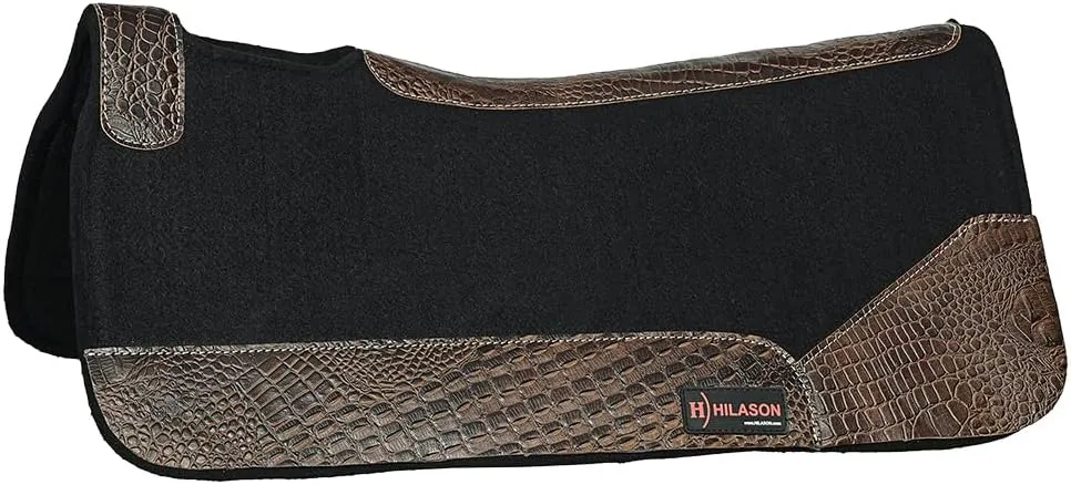HILASON Western Wool Felt Horse Saddle Pad W/Distressed Wear Leather | Felt Saddle Pad | Felt Saddle Pad for Horses | Western Felt Saddle Pad | Felt Horse Saddle Pad | Wool Felt Horse Pad