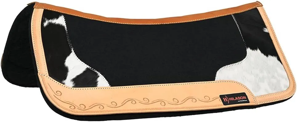 HILASON Western Wool Felt Horse Saddle Pad W/Distressed Wear Leather | Felt Saddle Pad | Felt Saddle Pad for Horses | Western Felt Saddle Pad | Felt Horse Saddle Pad | Wool Felt Horse Pad