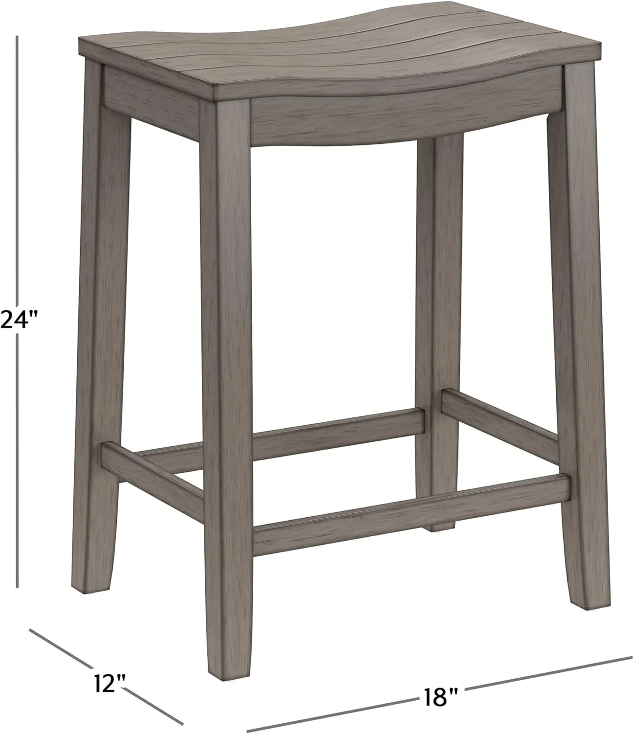 Hillsdale, Fiddler Wood Backless Counter Height Stool with Saddle-Style Seat, Aged Gray