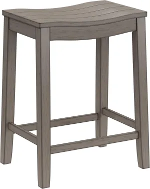 Hillsdale, Fiddler Wood Backless Counter Height Stool with Saddle-Style Seat, Aged Gray