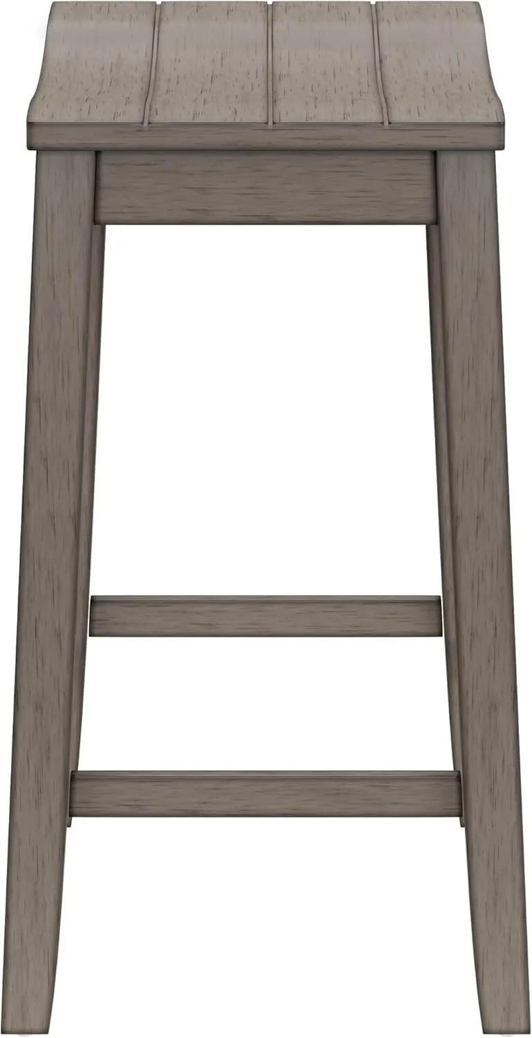 Hillsdale, Fiddler Wood Backless Counter Height Stool with Saddle-Style Seat, Aged Gray