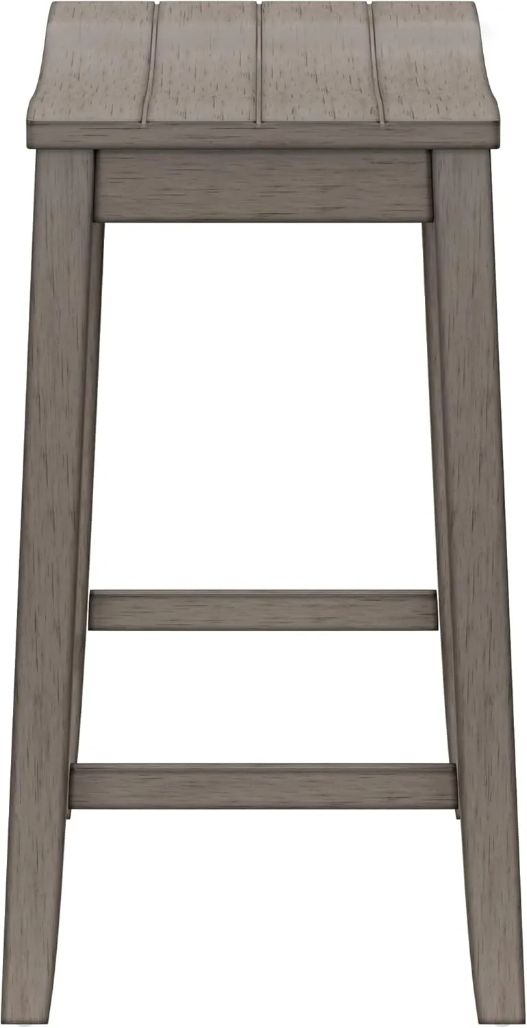 Hillsdale, Fiddler Wood Backless Counter Height Stool with Saddle-Style Seat, Aged Gray