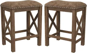 Hillsdale Furniture Willow Bend Stationary Backless Counter Height Stools, Set of 2, Antique Brown Walnut