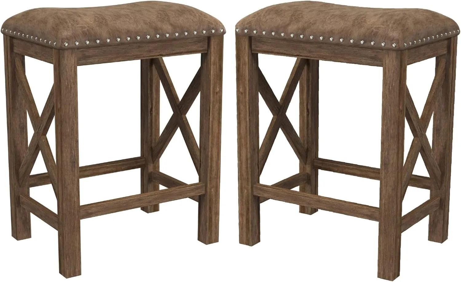 Hillsdale Furniture Willow Bend Stationary Backless Counter Height Stools, Set of 2, Antique Brown Walnut