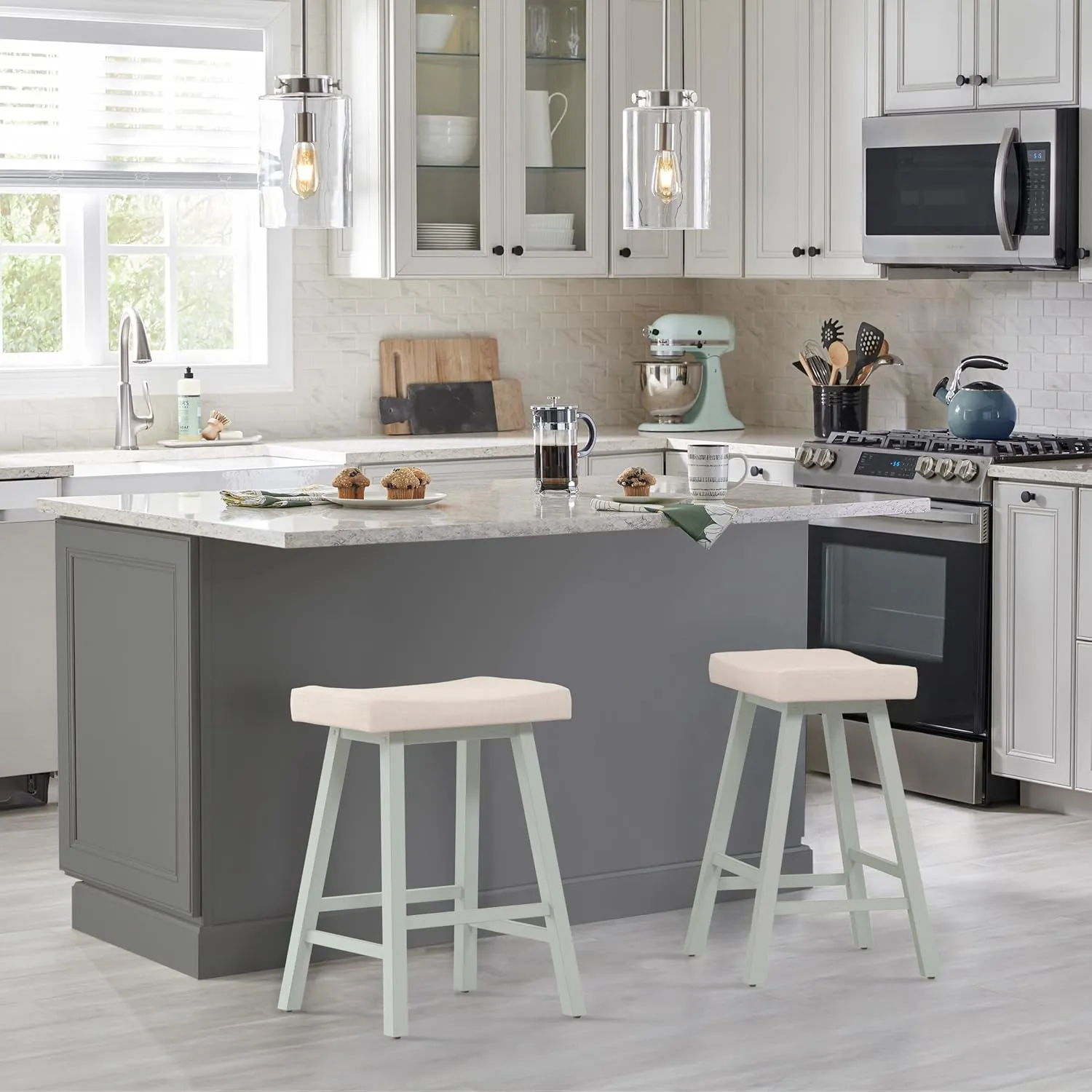 Hillsdale Moreno Backless, Counter Stool, Blue Gray
