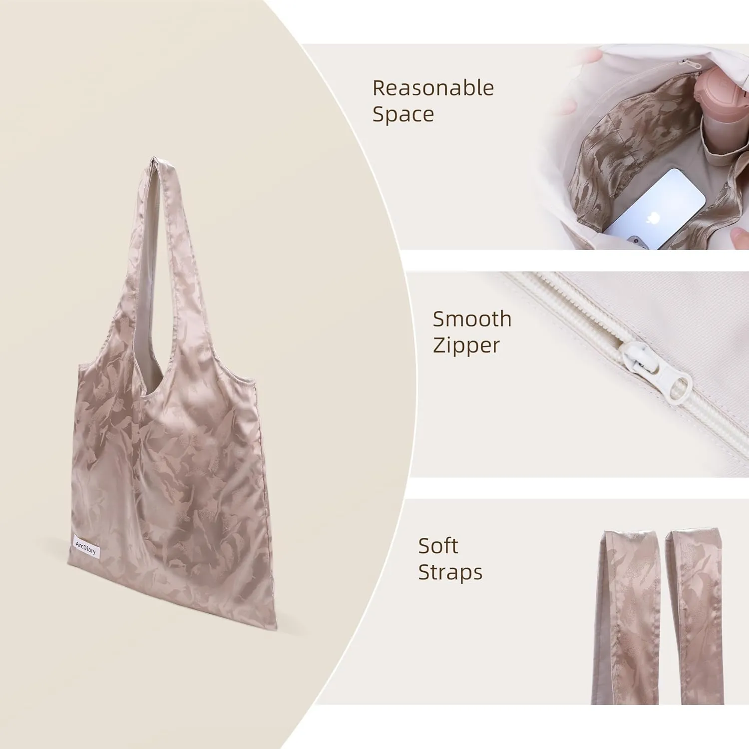 Hobo Bags for Women, Large Capacity Designer Shoulder Tote Bag with Zipper