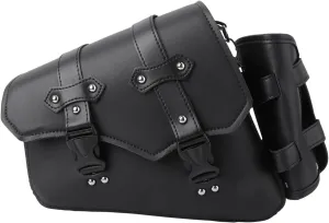 Homoyoyo Swing Arm Bag, Swingarm Bags for Motorcycles, Motorcycle Swingarm with Water Bottle Holder Black Synthetic Leather for Sportster Street 300 500 Models,Two Adjustable Straps