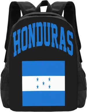 Honduras Flag Casual Backpack Large Capacity Backpacks 15 Inch Laptop Back Pack Travel Rucksack Daypack Commuter Bags with Adjustable Strap for Camping