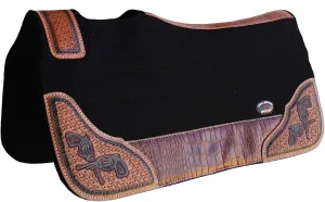 Horse Western Contoured Wool Felt Therapeutic Saddle Pad Black 39208