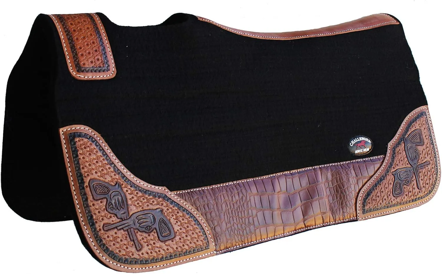 Horse Western Contoured Wool Felt Therapeutic Saddle Pad Black 39208