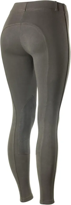 HORZE Ella Women's English Riding Pull-On Schooling Breeches with ALOS Leather Knee Patches | Size Charts in Images
