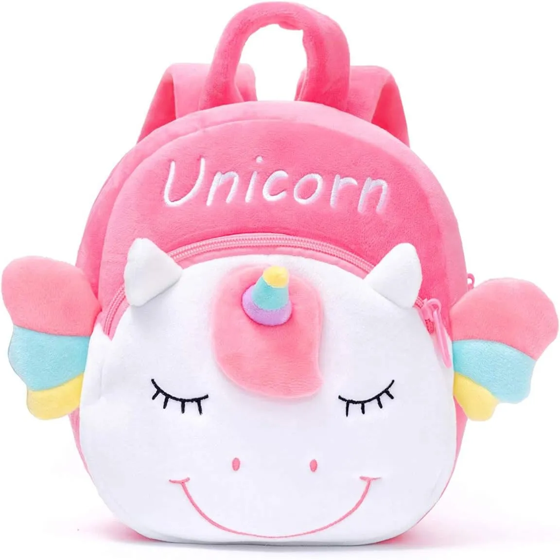 HOSBY Unicorn Backpacks Kid's Back pack Plush Bag Toy Gifts for Kids Girls Baby Double Layer (Pink Unicorn)