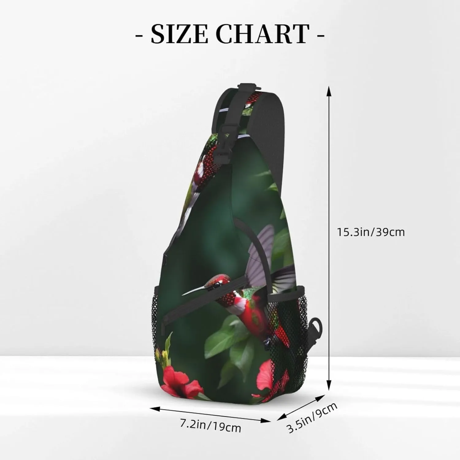 Hummingbirds Red Flowers Hibiscus Unisex Casual Diagonal Chest Bag,Multipurpose Crossbody Shoulder Bag Travel Hiking Daypack